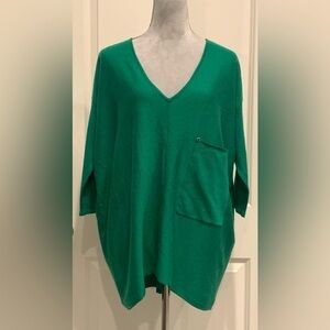 Kerisma Raven Mercerized Wool Blend Sweater V-Neck Green Oversized